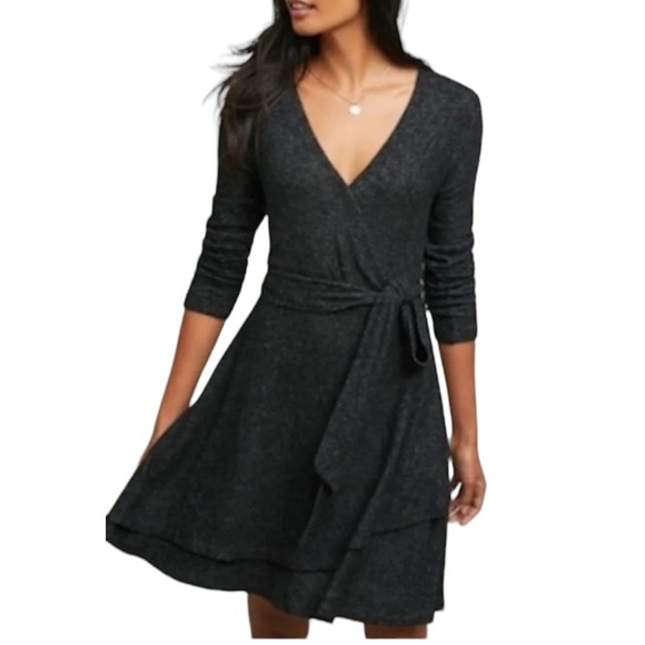 Anthropologie Dresses & Skirts - Anthropologie Saturday Sunday Cloud Fleece Faux Wrap Dress - Gray - Size Medium